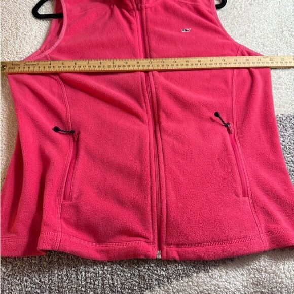 Vineyard Vines Vest Womens size large Coral Pink Fleece Full Zip Up pockets - Picture 5 of 12